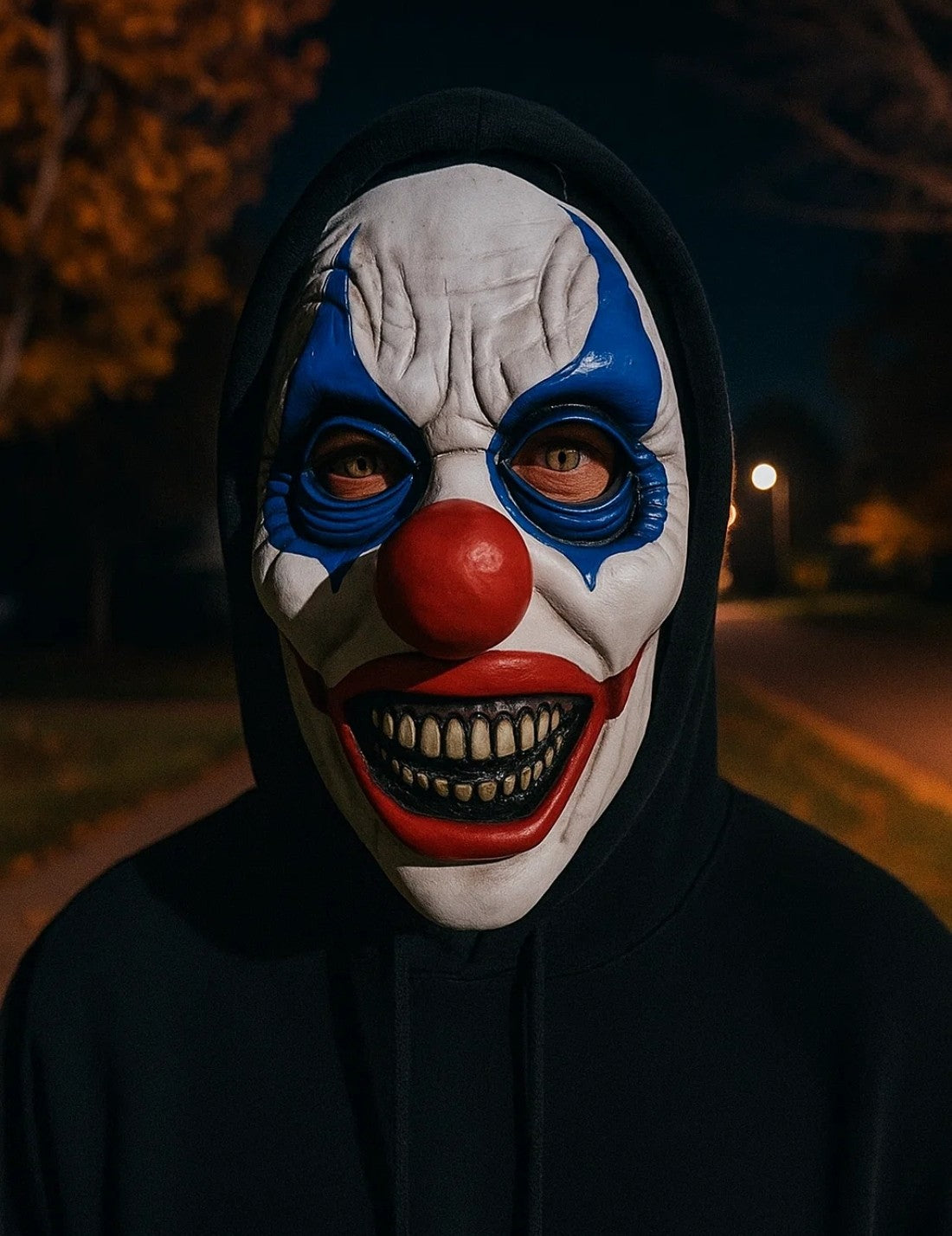 Maschera Di Halloween Clown Diabolico Bianco E Blu