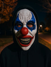 Maschera Di Halloween Clown Diabolico Bianco E Blu