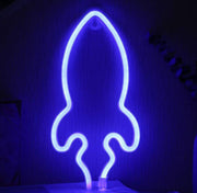 Lampada Insegna Neon Led Blu Razzo