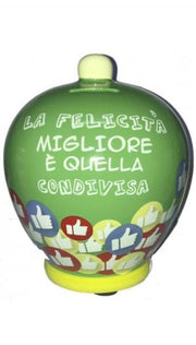 Salvadanaio In Ceramica La Felicità Migliore E' Quella Condivisa