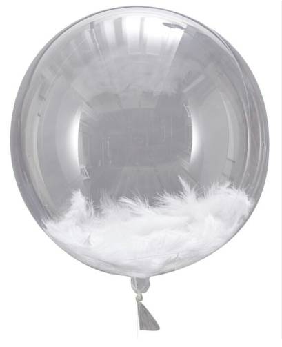 Palloncini Balloon Trasparenti Con Piume 18" 45cm