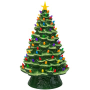 Addobbo Natale Albero In Ceramica Verde Luminoso 25x46cm