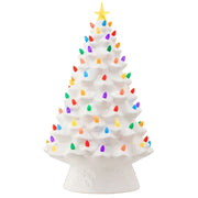Addobbo Natale Albero In Ceramica Bianca Luminoso 25x46cm