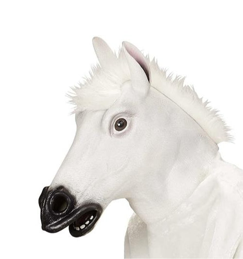 Maschera In Lattice Testa Completa Cavallo Bianco Halloween E Carnevale