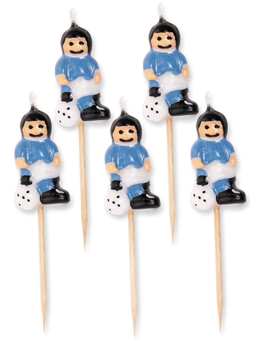 Candeline Di Compleanno In Cera Picks Calciatore 8cm 5pz.