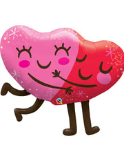 Palloncino Per Feste Cuori Che Si Abbracciano Rosa E Rosso 36" 91cm Mylar