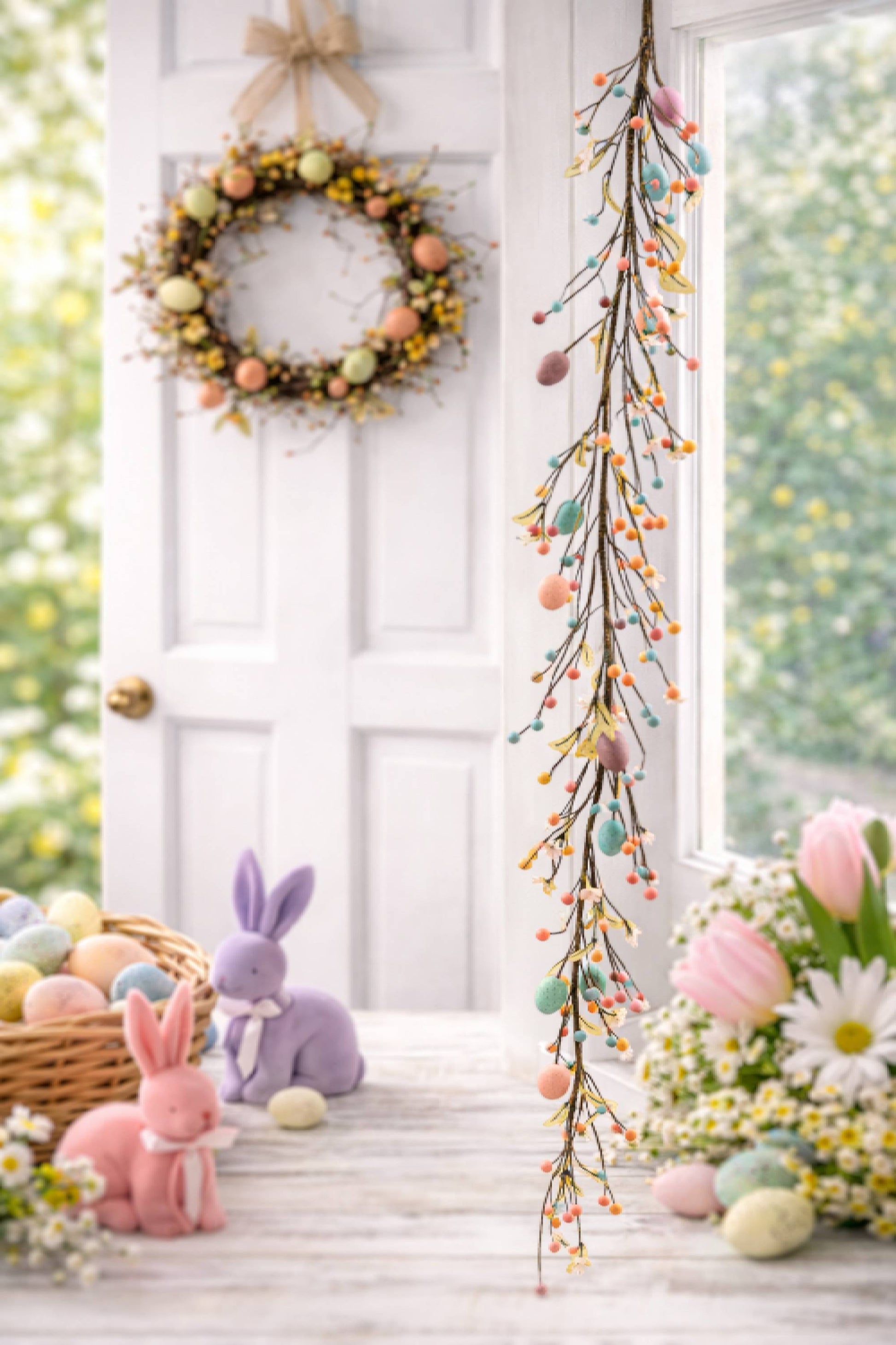 Ghirlanda Decorativa Con Uova Di Pasqua Colorate 150cm