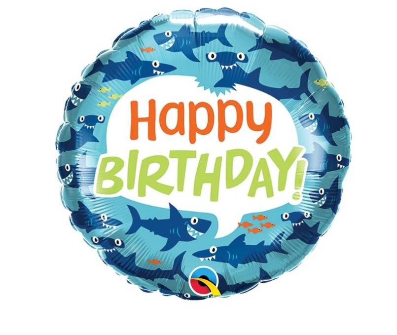 Palloncino Metalfoil Happy Birthday Squali 18" 46cm