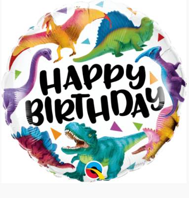 Palloncino Metalfoil Happy Birthday Dinosauri 18" 46cm