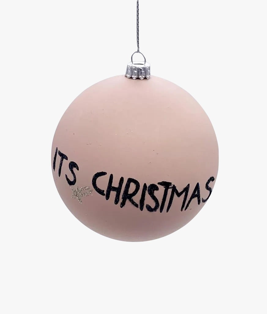 Pallina Albero Di Natale In Vetro Rosa It's Christmas 8cm