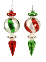 Pallina Albero Di Natale In Vetro Con Punta Colorata 18cm Assortiti