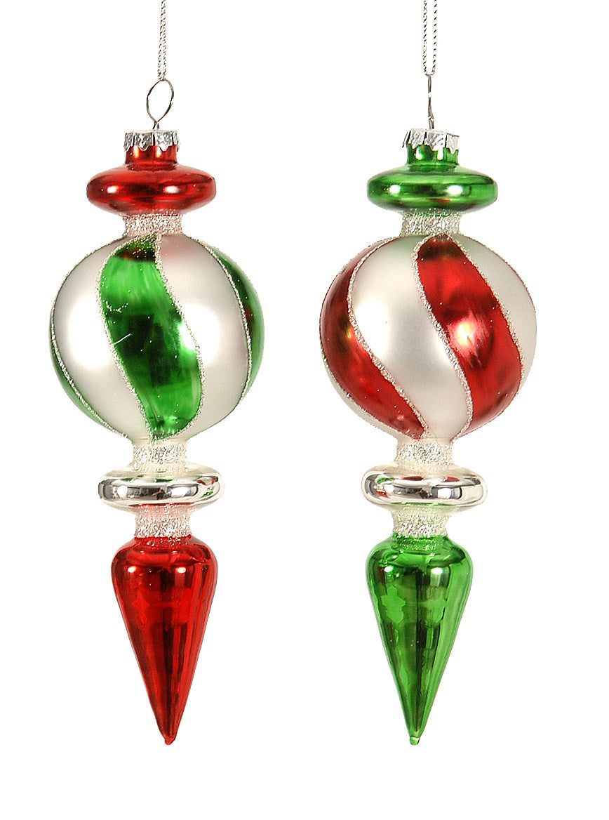 Pallina Albero Di Natale In Vetro Con Punta Colorata 18cm Assortiti