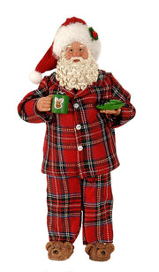 Addobbo Di Natale Babbo Natale Con Pigiama Latte E Biscotti 27,50cm