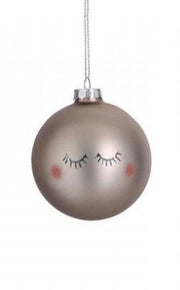 Pallina Albero Di Natale In Vetro Argento Con Occhi 8cm