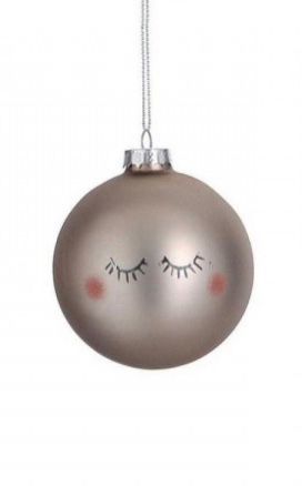Pallina Albero Di Natale In Vetro Argento Con Occhi 8cm