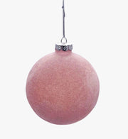 Pallina Albero Di Natale In Vetro Rosa Velluto 10cm
