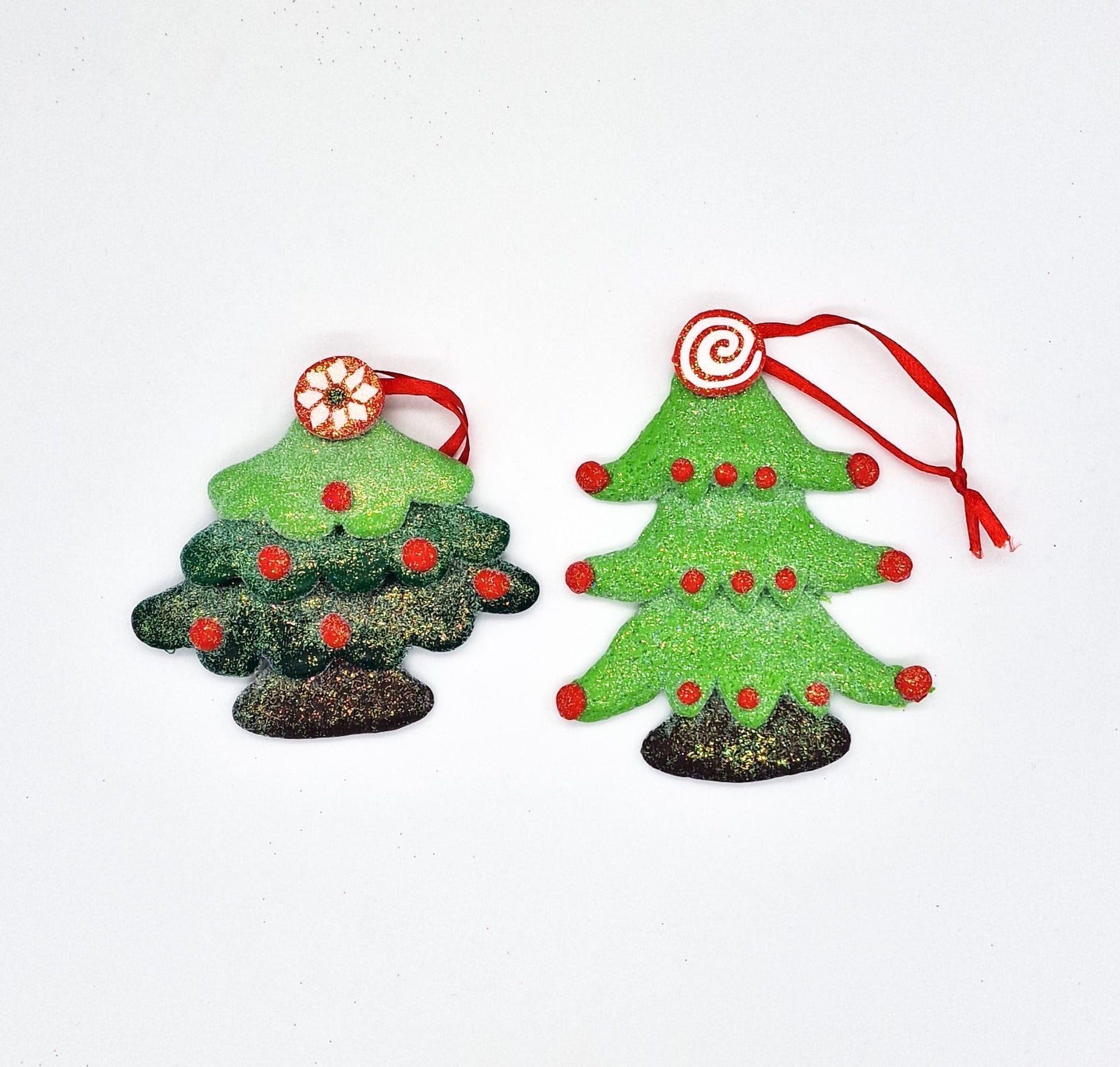 Addobbo Albero Natale Albero Di Natale Verde Con Glitter E Palline 8.5CM