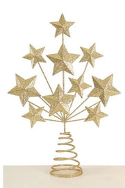 Puntale Albero Di Natale Con Stelle Oro Glitter 35cm