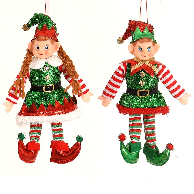 Addobbo Albero Di Natale Elfo Di Babbo Natale 25cm Assortiti
