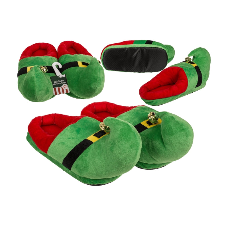 Pantofole Natalizie Peluche Taglia Unica Elfo Verde