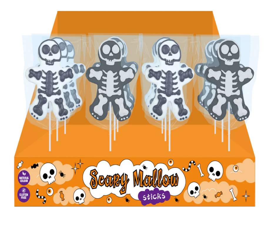 Caramelle Halloween Stick Marshmellow Scheletro Assortito