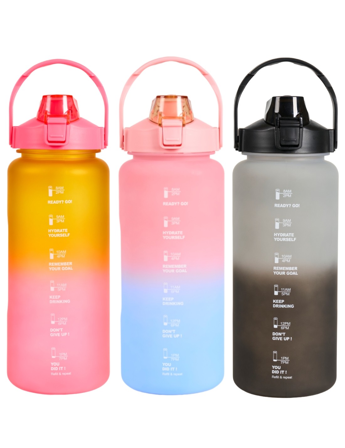 Borraccia Sportiva Motivazionale Con Cannuccia Rainbow Gradient 2L Olli