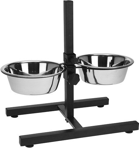 Set 2 Ciotole Cane In Acciaio Con Supporto Regolabile 1,8 Litri