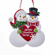 Addobbo Albero Di Natale Coppia Pupazzi Di Neve Personalizzabile