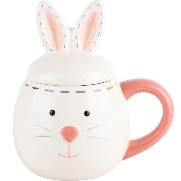 Tazza In Ceramica Coniglio Sagomato Con Coperchio