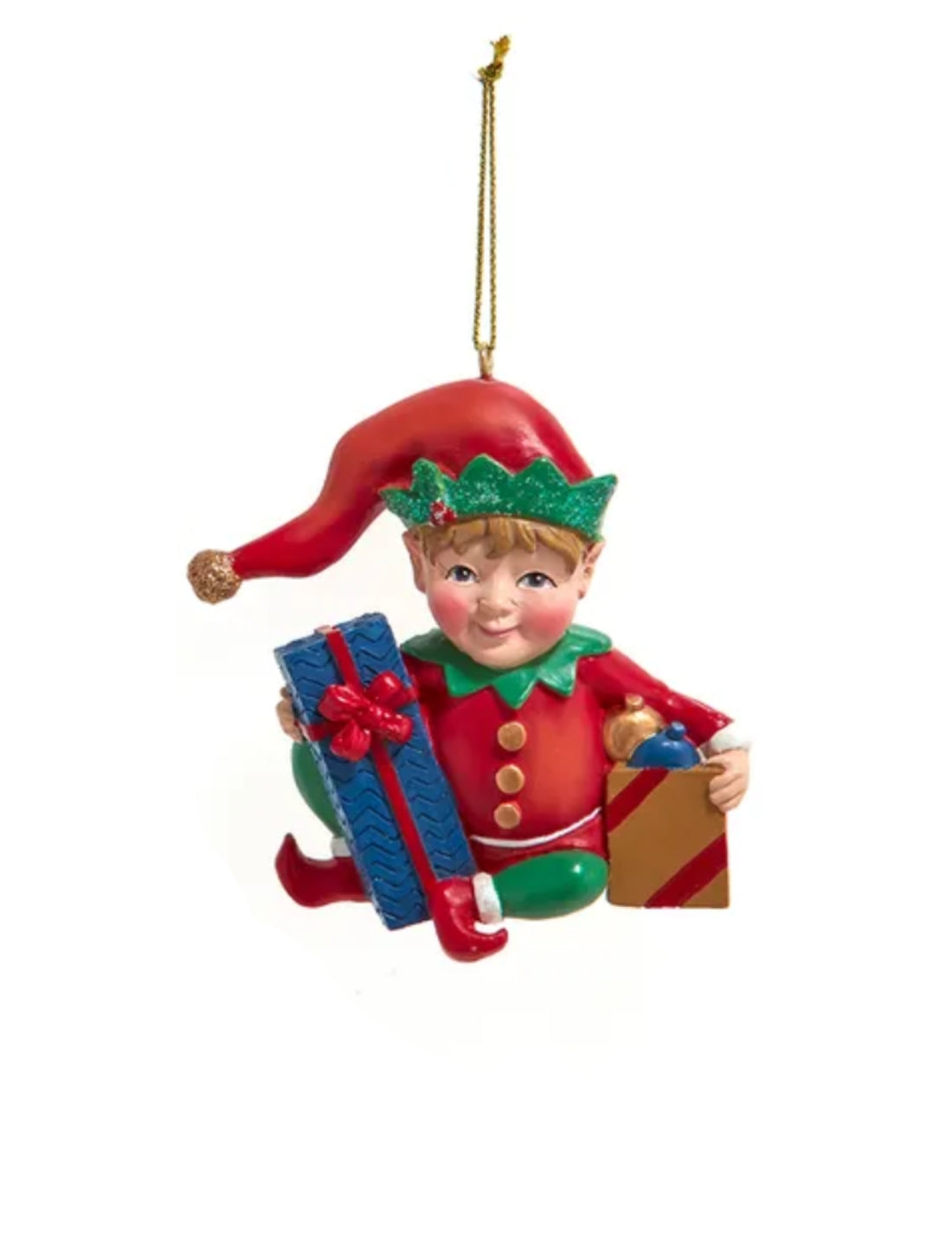 Addobbo Albero Di Natale Resina Elfo Con Doni Prodotto Assortito