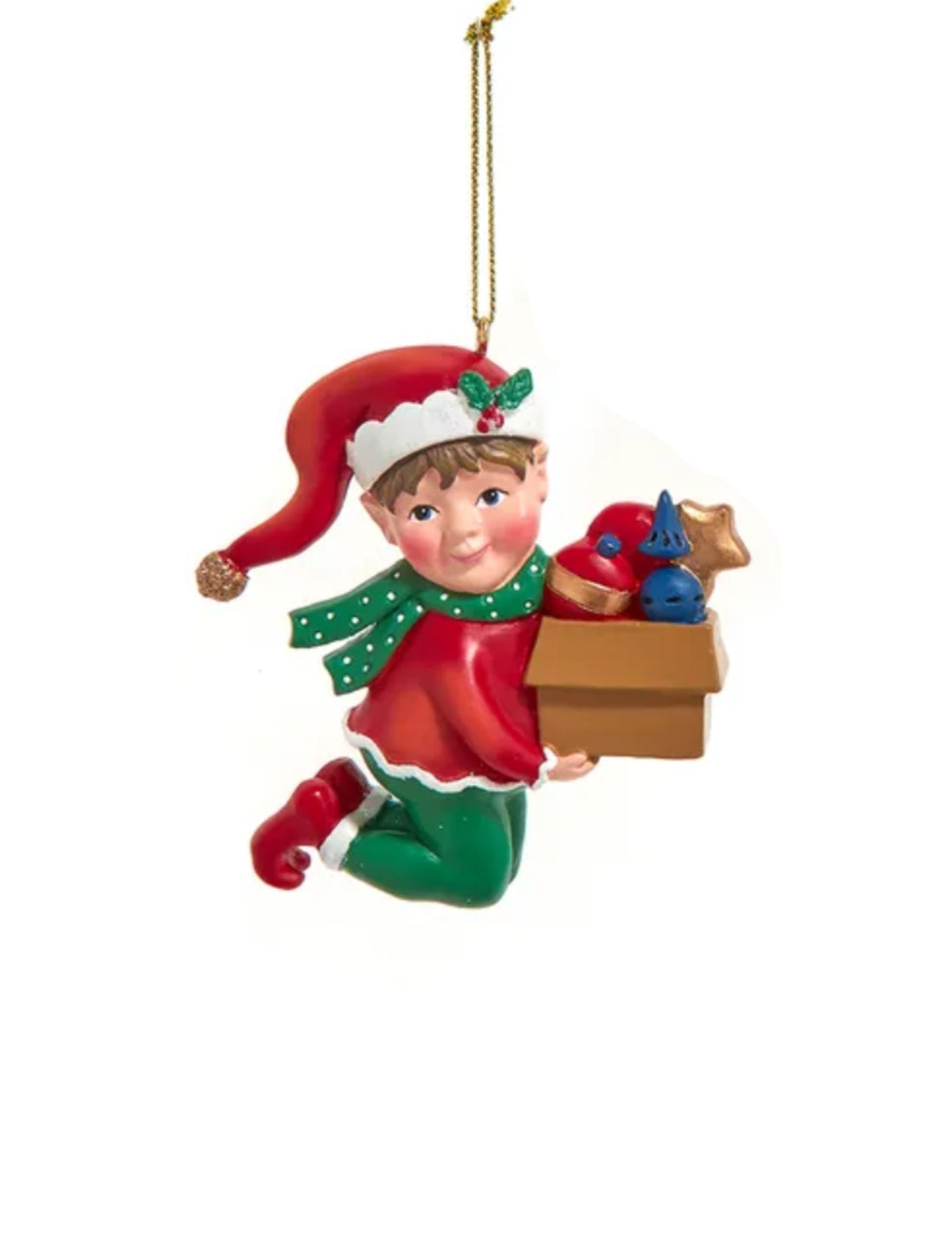 Addobbo Albero Di Natale Resina Elfo Con Doni Prodotto Assortito