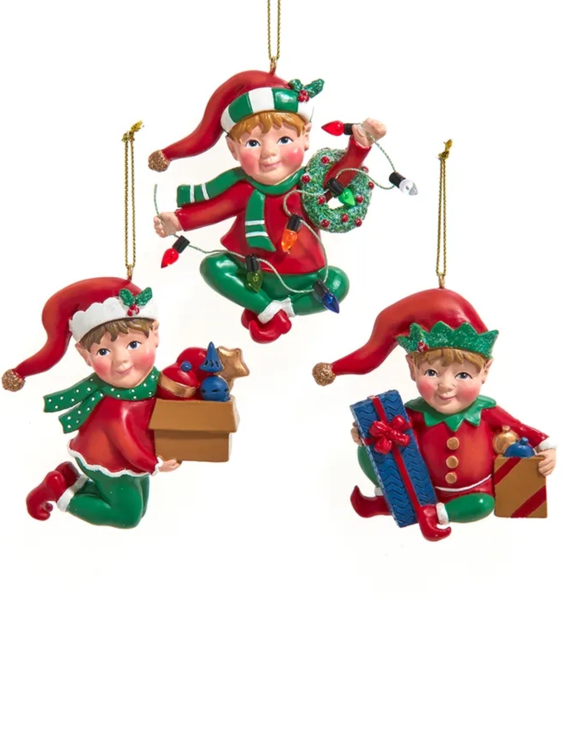 Addobbo Albero Di Natale Resina Elfo Con Doni Prodotto Assortito