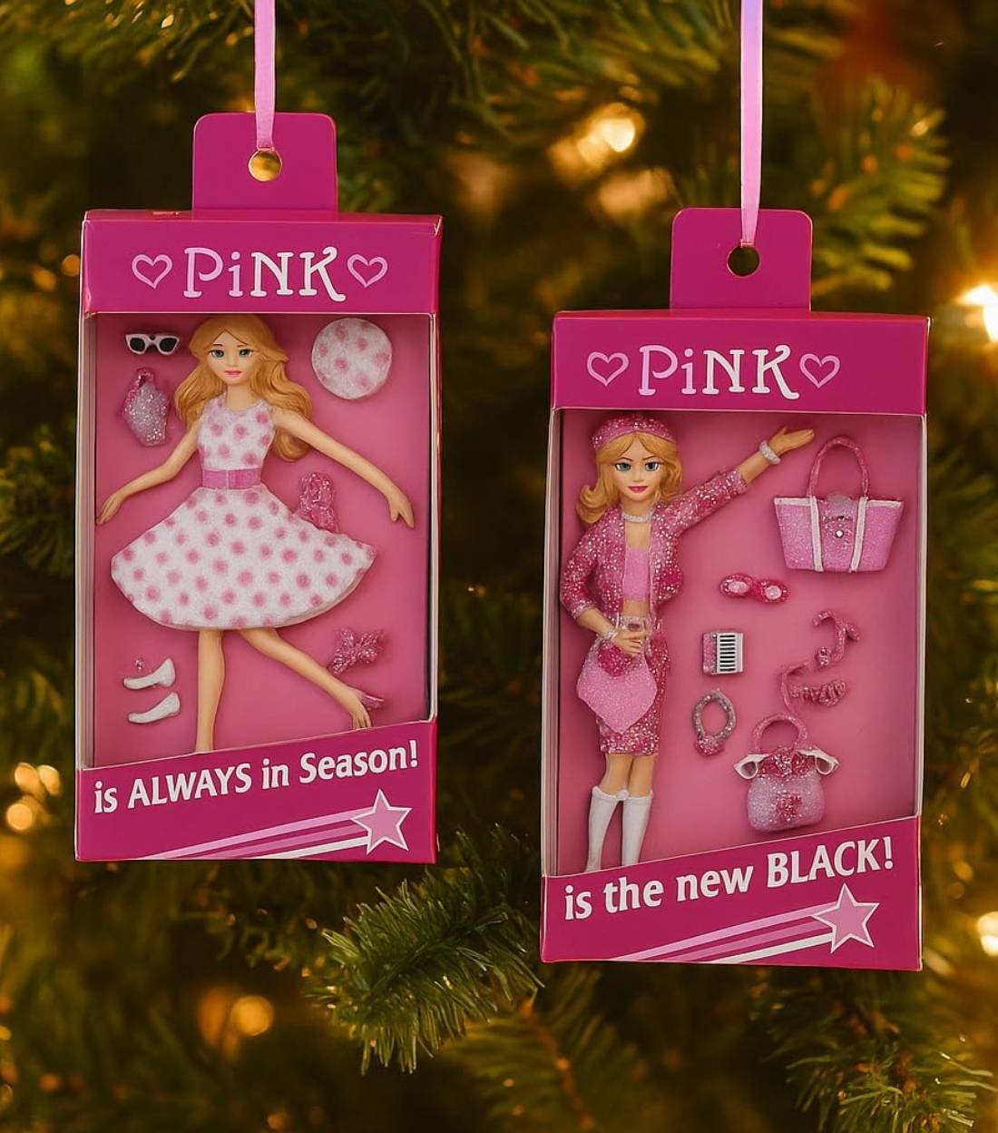 Addobbo Albero Di Natale In Resina Barbie 9cm