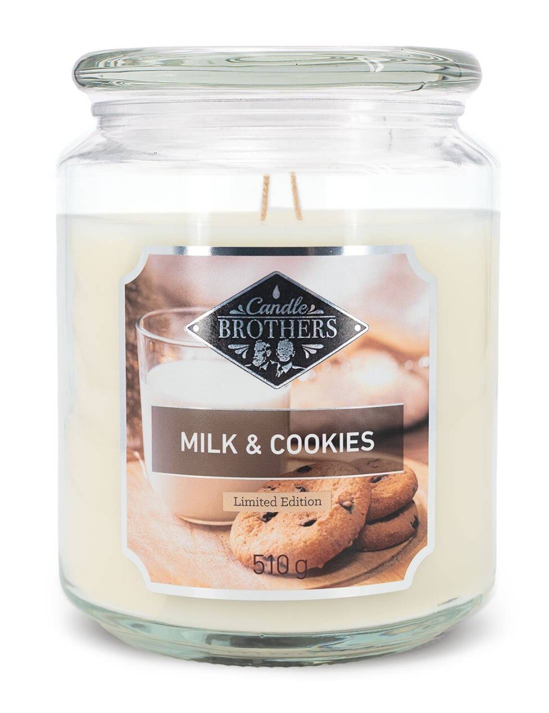 Candela Profumata In Vetro Candle Brothers 510gr - Latte E Biscotti