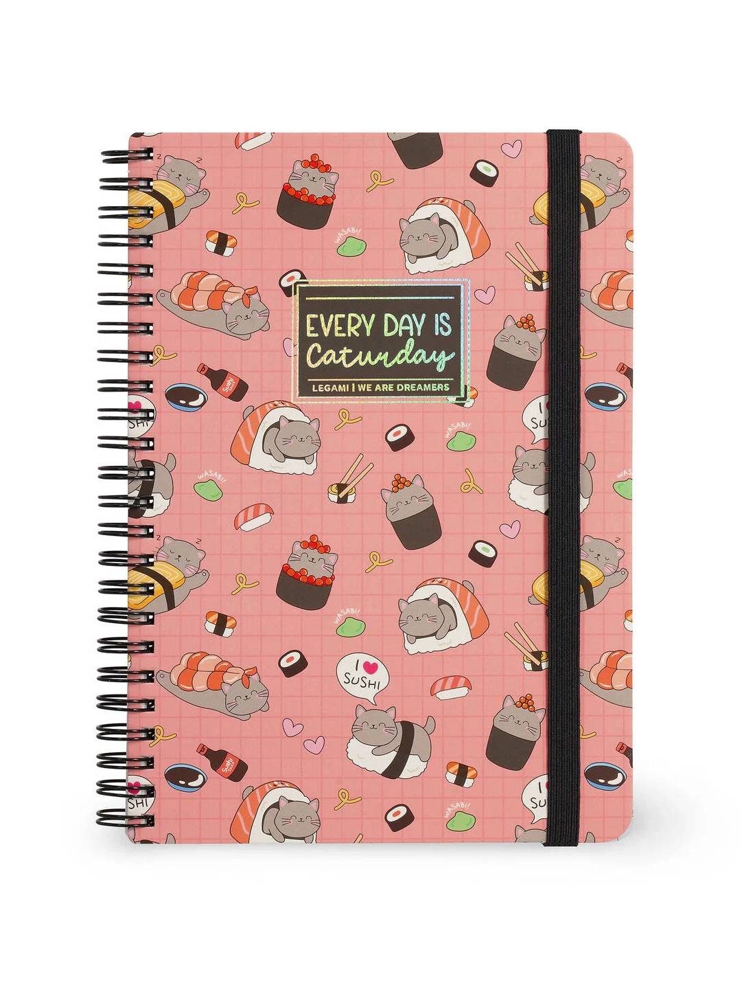 Quaderno Con Spirale A Righe Sushi Cat Legami A5