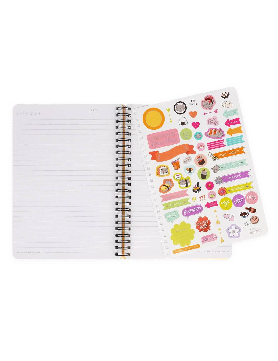 Quaderno Con Spirale A Righe Sushi Cat Legami A5