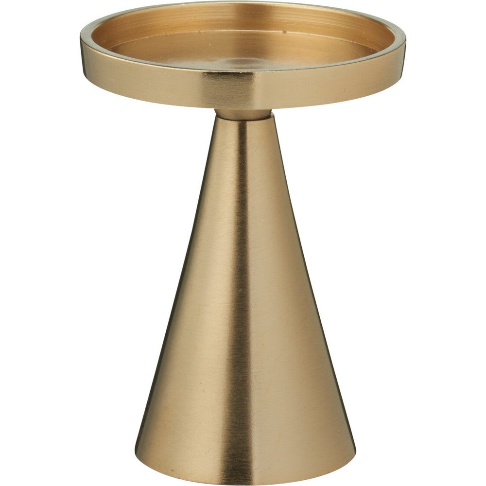 Portacandela Con Base Conica Oro 13cm