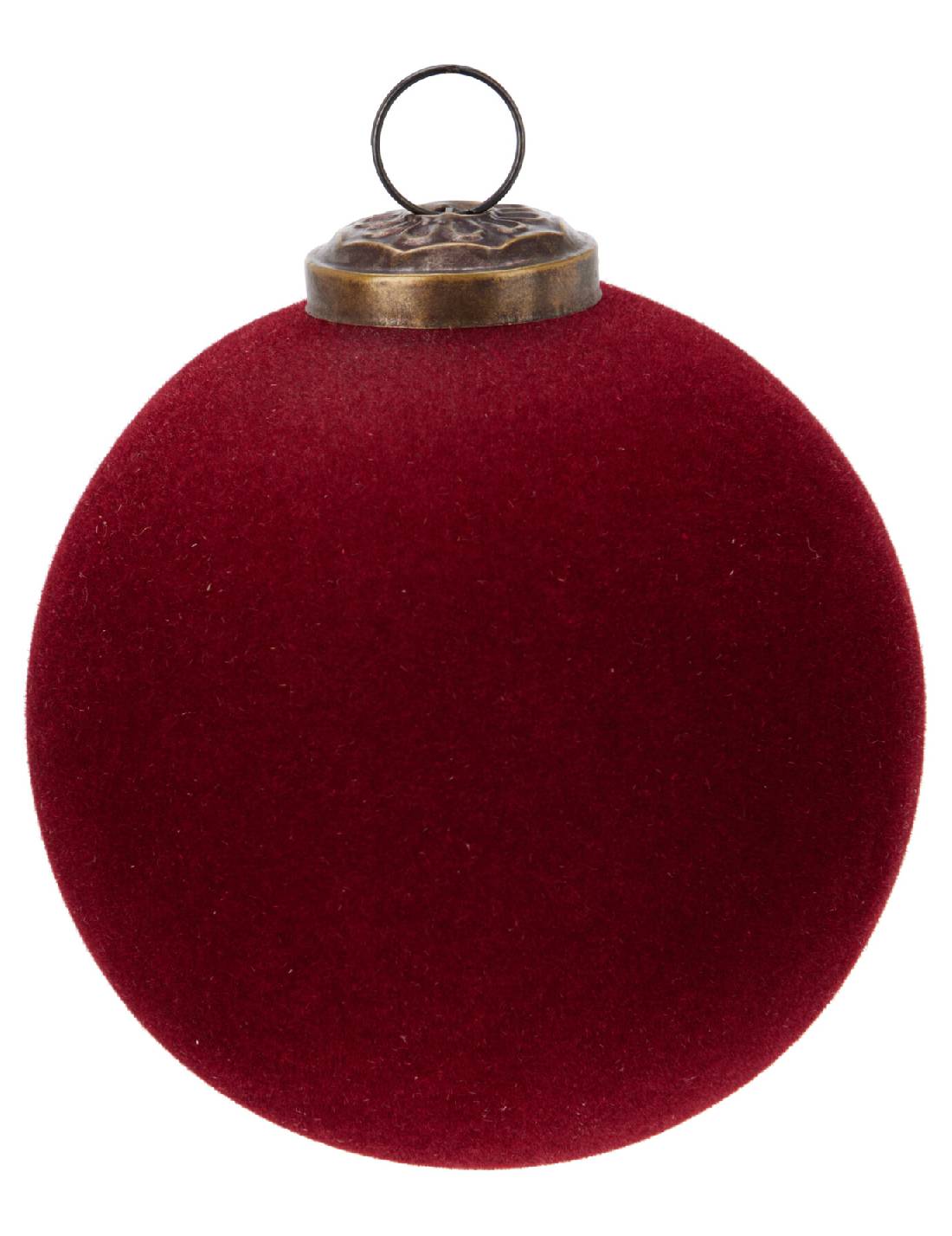 Pallina Albero Di Natale In Velluto Rosso d10cm