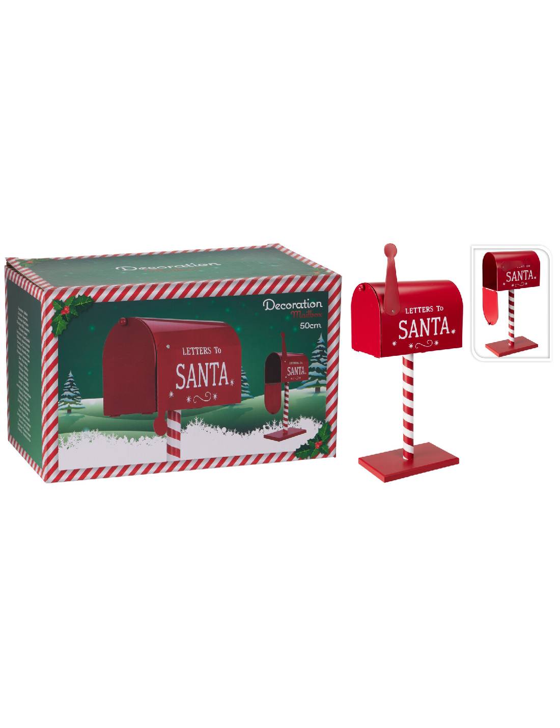 Addobbo Di Natale Cassetta Postale Rossa 50cm