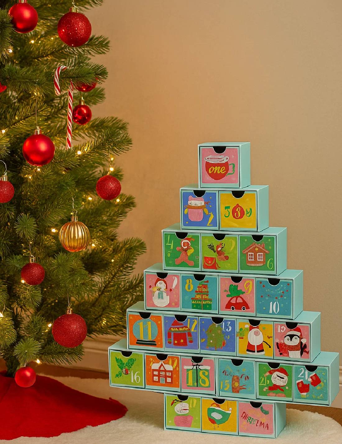 Calendario Dell'Avvento Albero Di Natale 24 Caselle