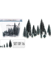 Set 16pz Addobbi Di Natale Pini Innevati