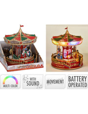 Carillon Di Natale Giostra Carosello Con LED E Musica 28cm