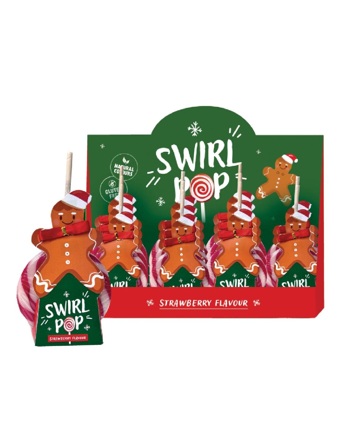 Lollipop Di Natale Omino Di Pan Di Zenzero 90gr - Gusto Fragola