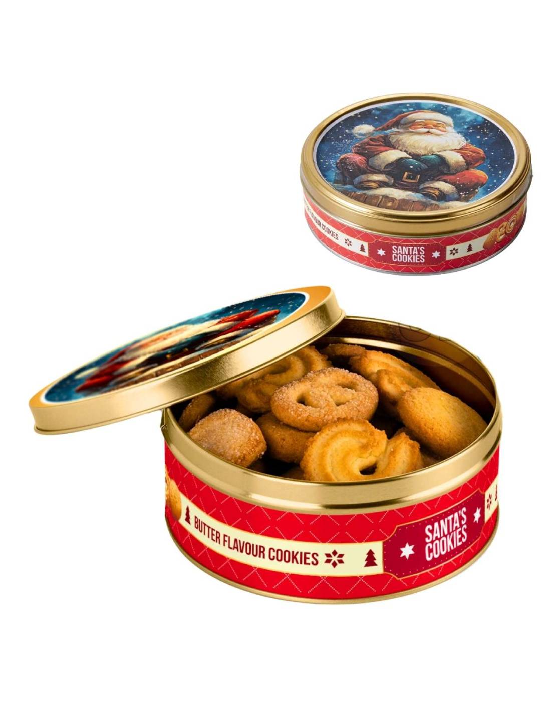 Scatola Natalizia In Latta Con Biscotti Al Burro 114g