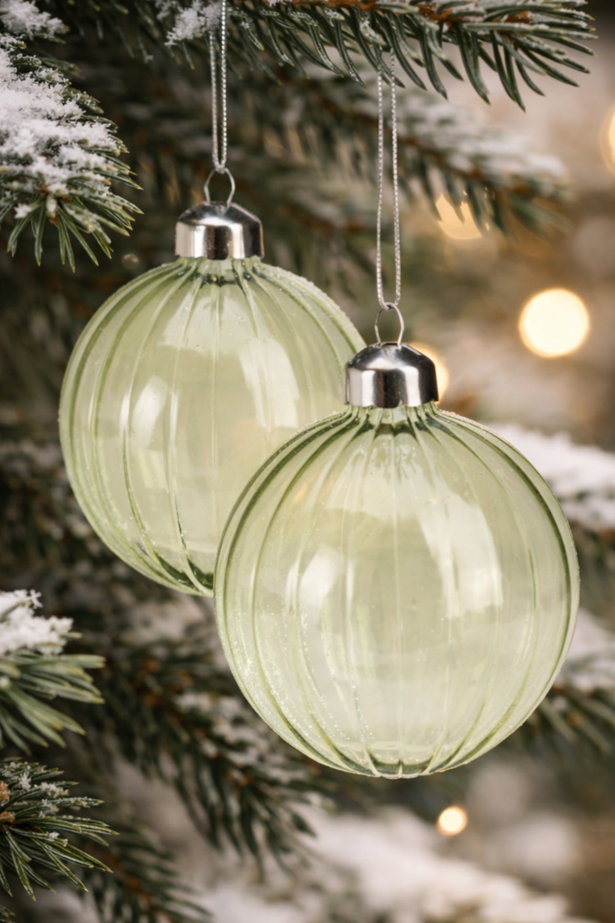 Pallina Albero Di Natale In Vetro Verde Chiaro d8cm