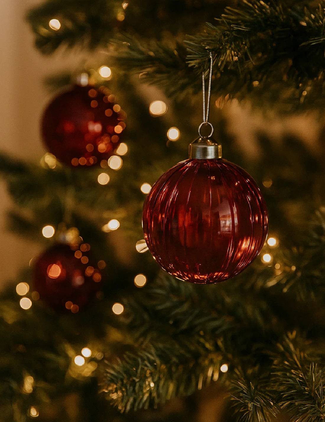 Pallina Albero Di Natale In Vetro Rosso d8cm