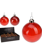 Pallina Albero Di Natale In Vetro Rosso d8cm