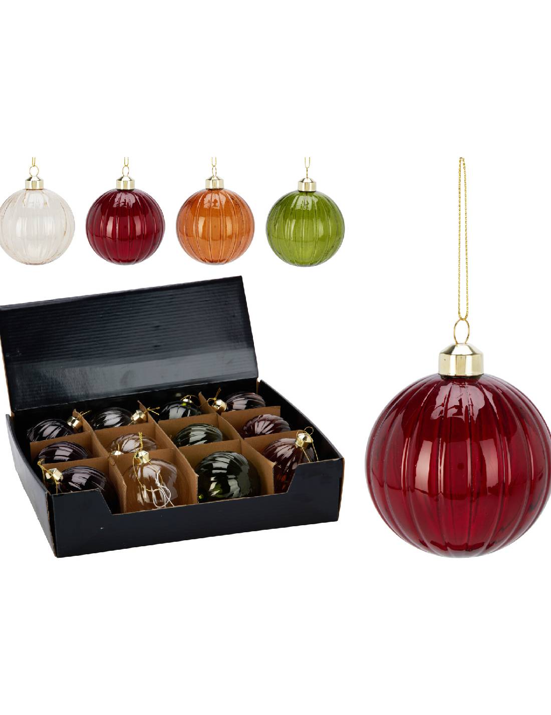 Pallina Albero Di Natale In Vetro Con Finitura Lucida d8cm