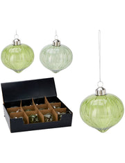 Pallina Albero Di Natale In Vetro Verde Cipolla d8cm