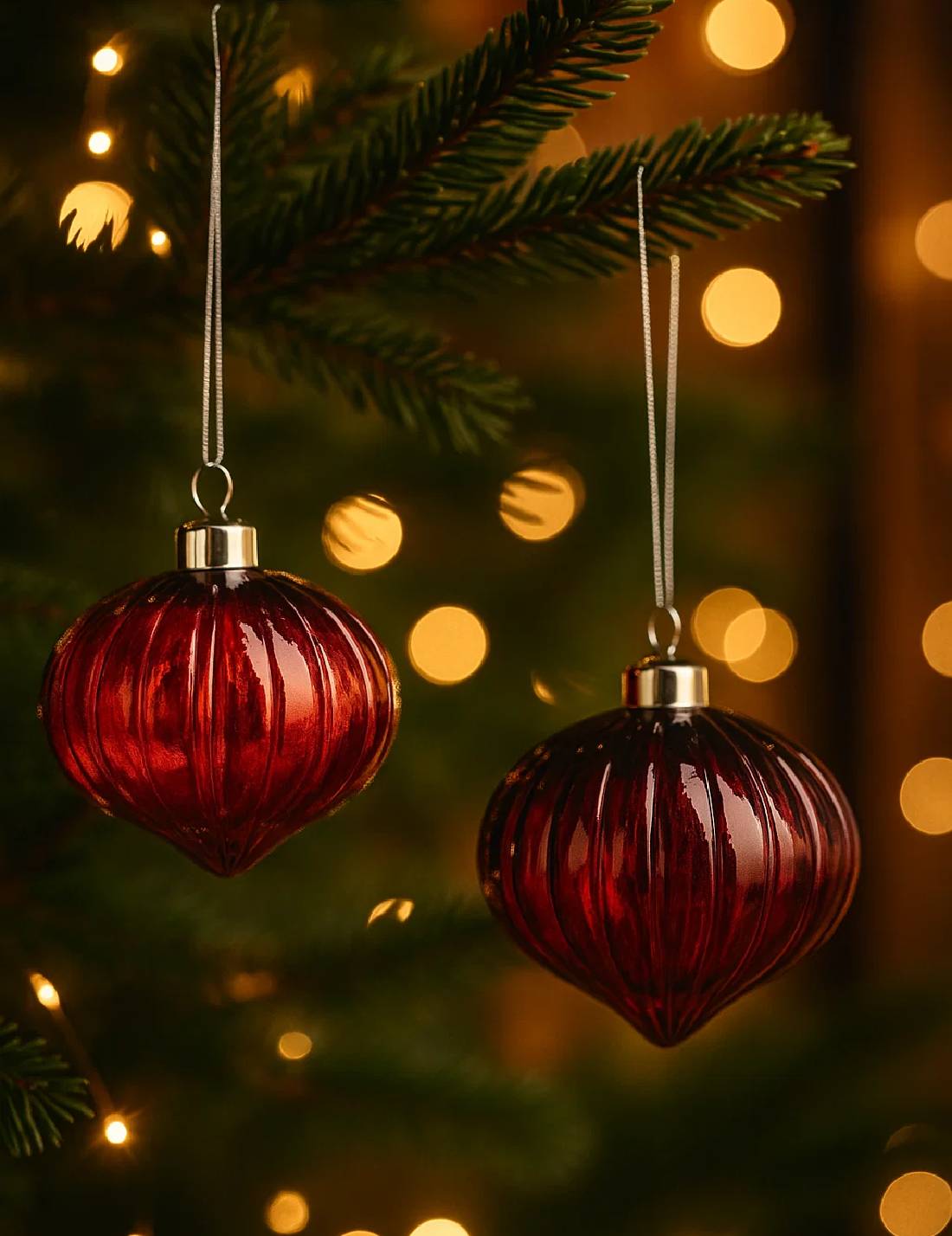 Pallina Albero Di Natale In Vetro Rosso Con Finitura Lucida d8cm